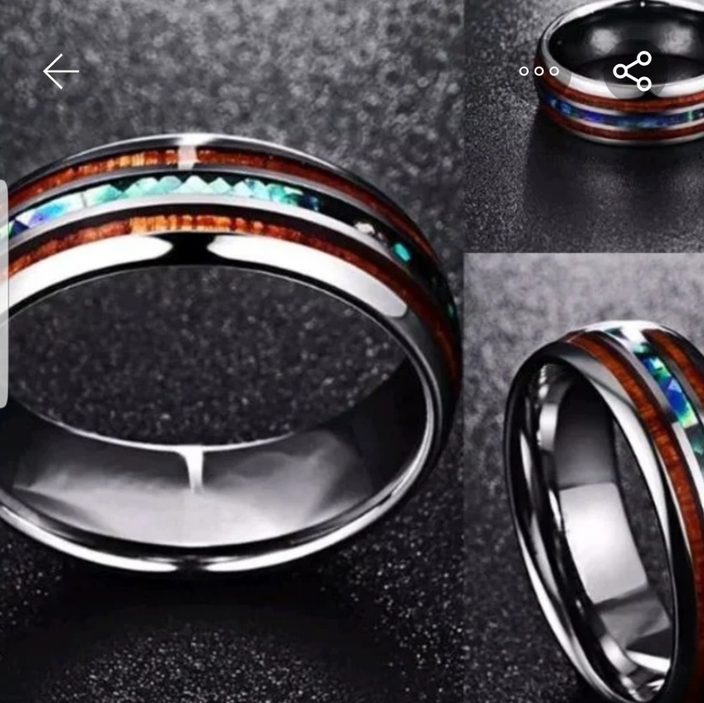 Couples SET ..HAWAIIN KOA & ABALONE RING - Picture 5 of 5